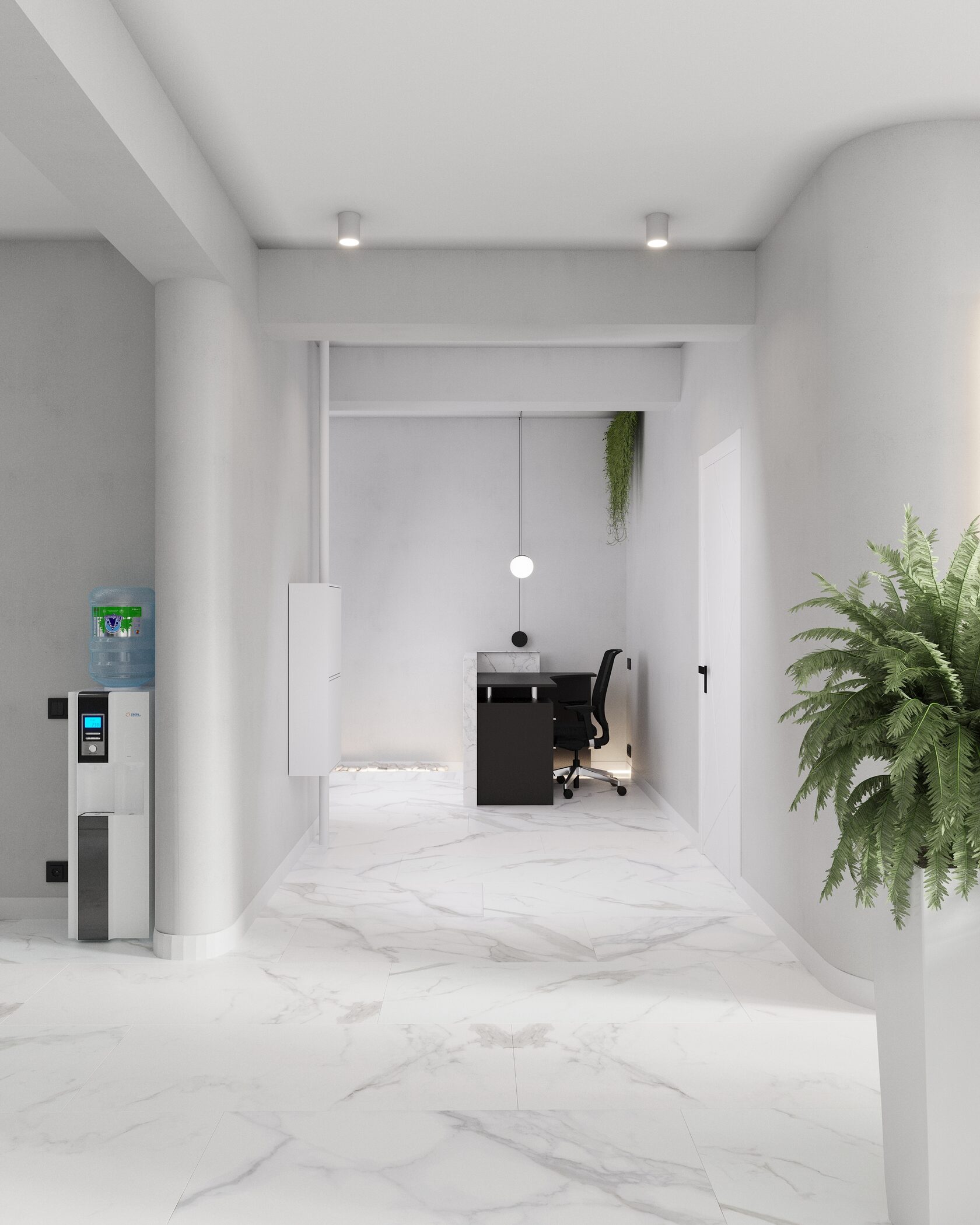 интерьер офиса в белых цветах 