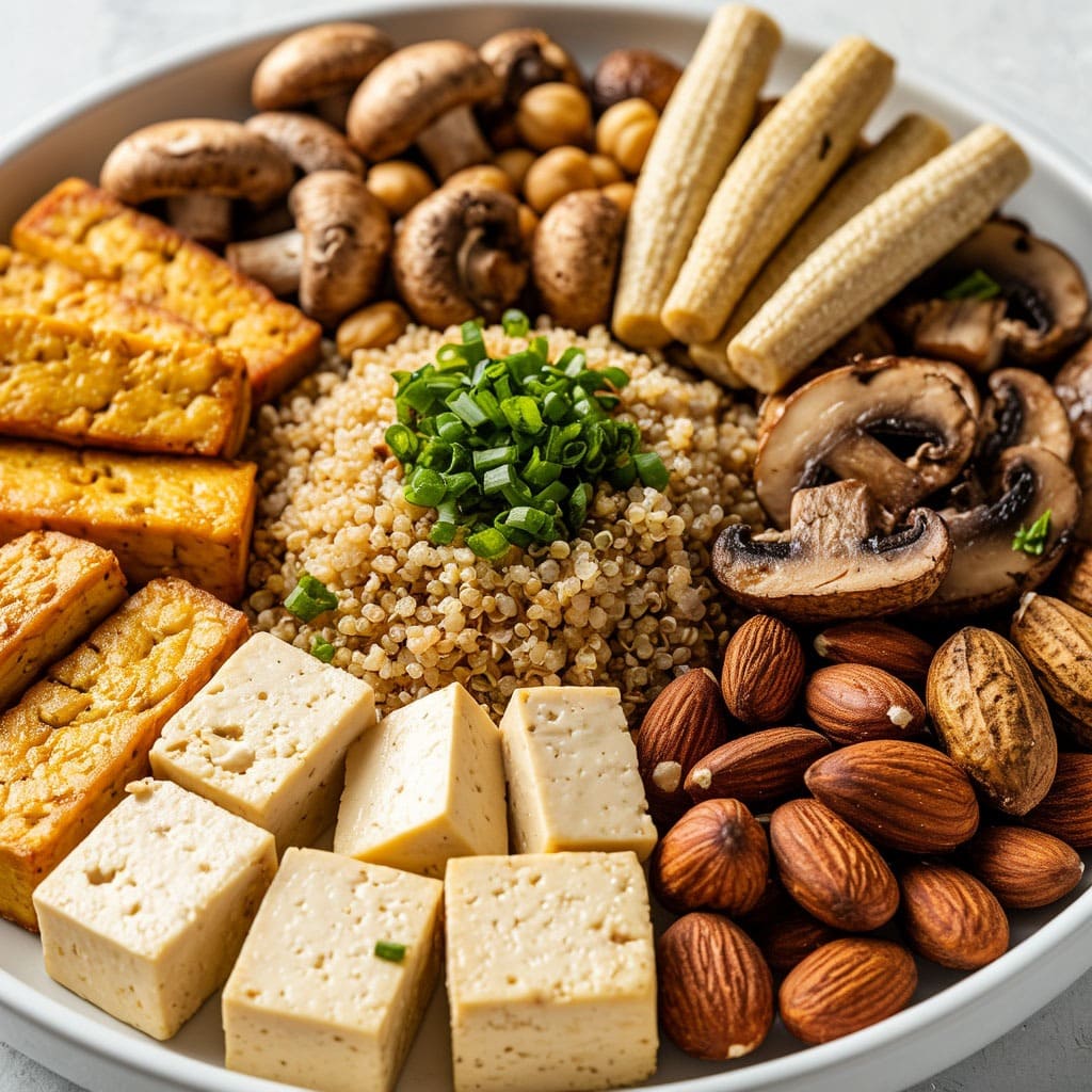 Растительные заменители мяса: тофу, бобовые, грибы, орехи и киноа