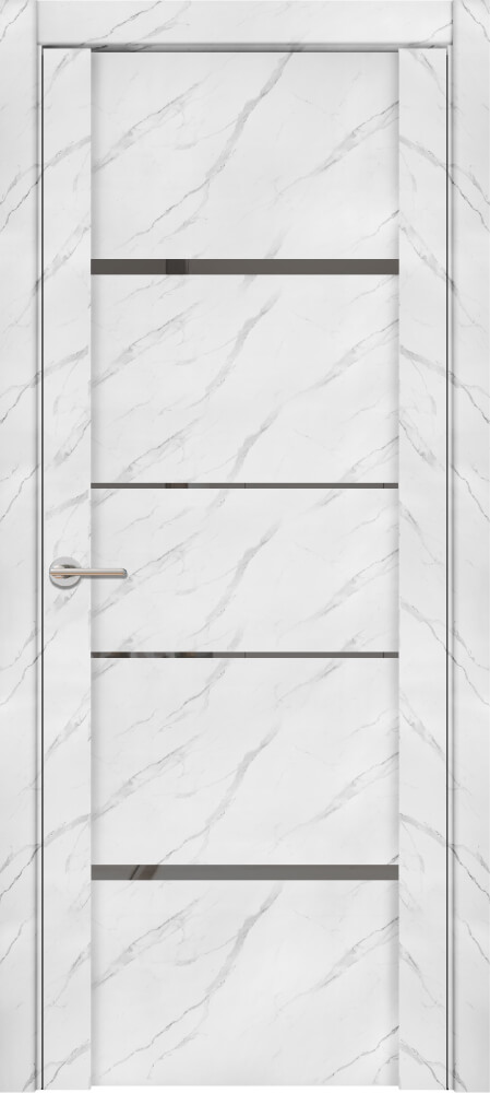 Дверь межкомнатная UniLine Loft Marmor 30039/1 Остекленная стекло зеркало серое цвет Монте Белый