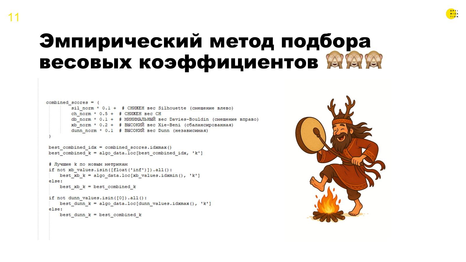 Эмпирический метод подбора весовых коэффициентов