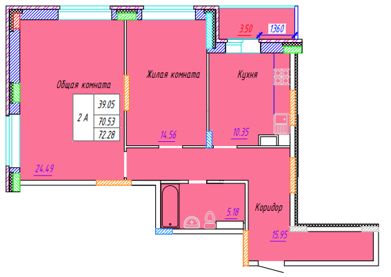 ЖК Волжская тройка планировка однокомнатной квартиры