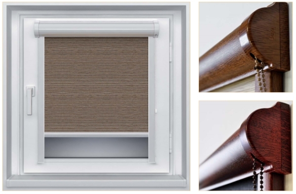 Рулонные кассетные шторы УНИ - Респект блэкаут коричневый на пластиковые окна
