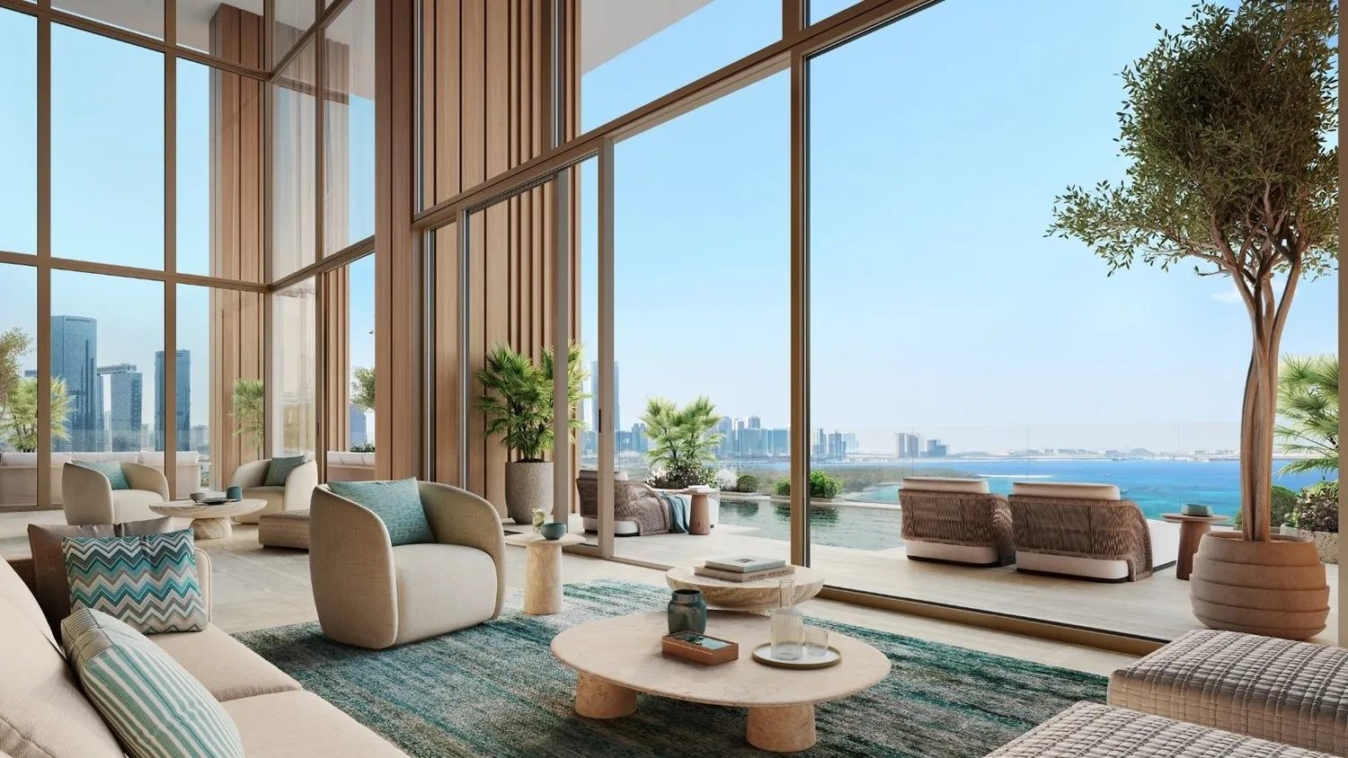 Living room with sea views