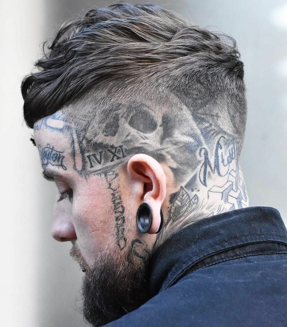 Татуировка вместо волос на голове (66 фото)
