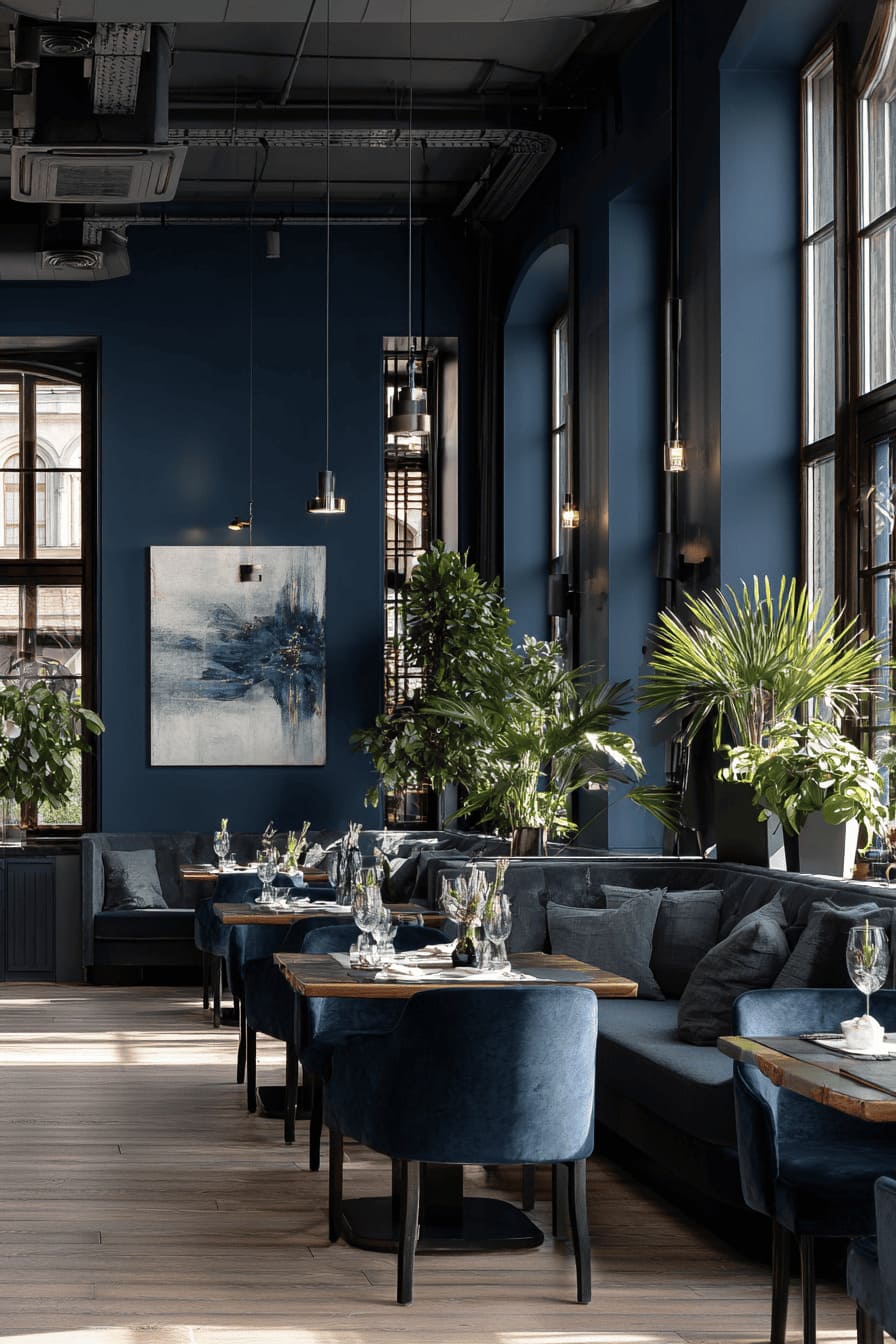 Ресторан в синим цвете