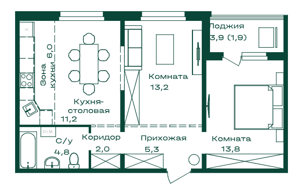 Планировка квартиры №58
