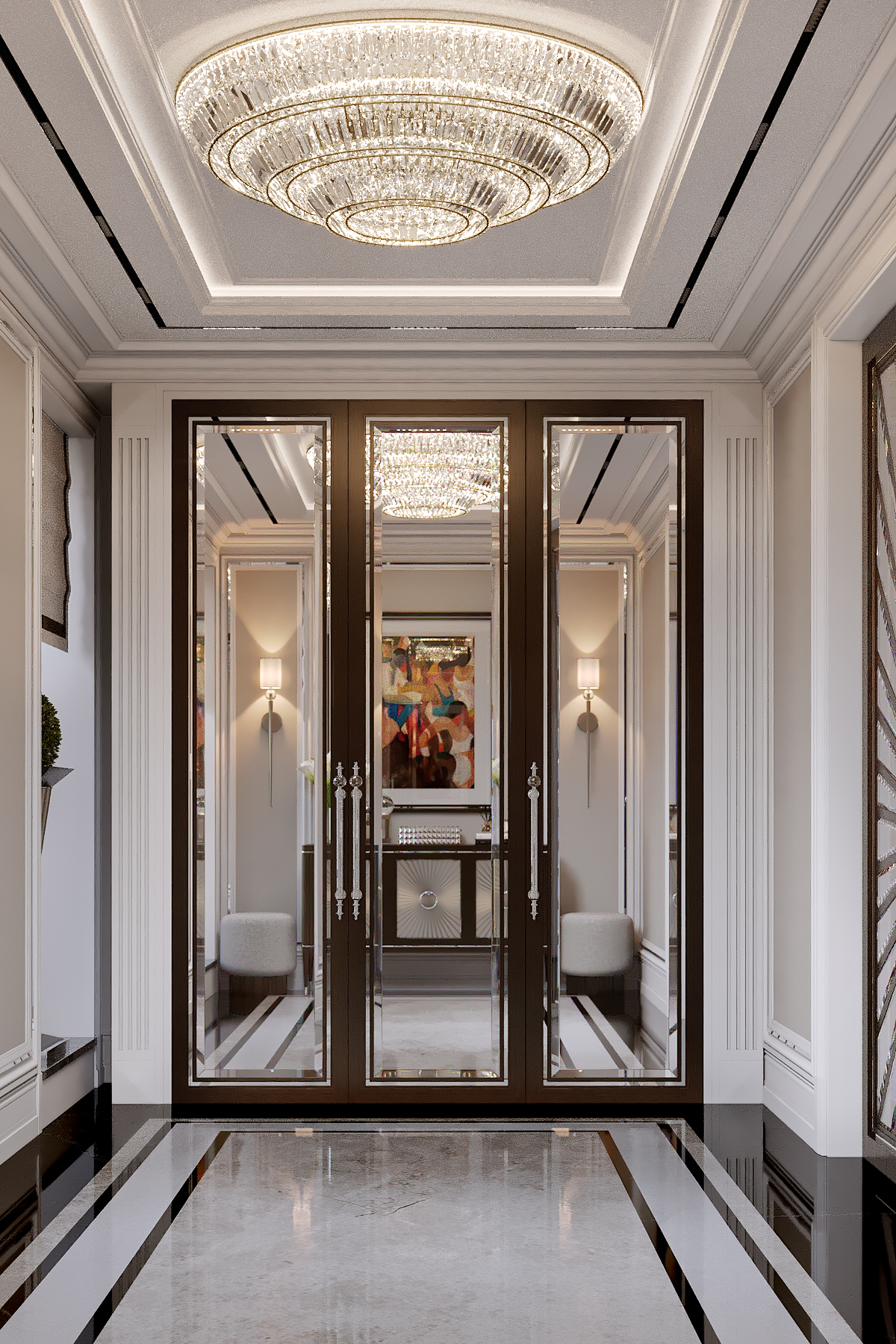 Дизайн интерьера холла в стиле ар-деко