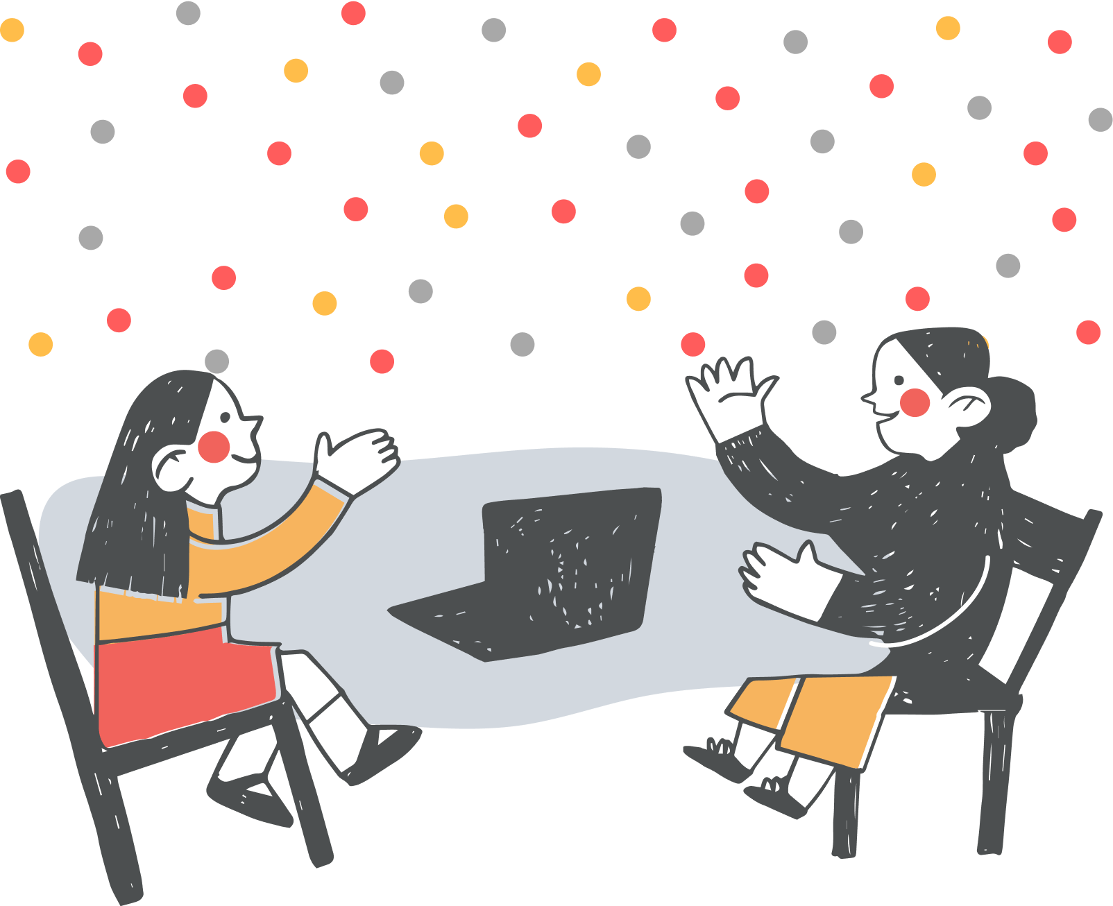 иллюстрация преподаватель и ученик за столом с ноутбуком изучает иностранные языки