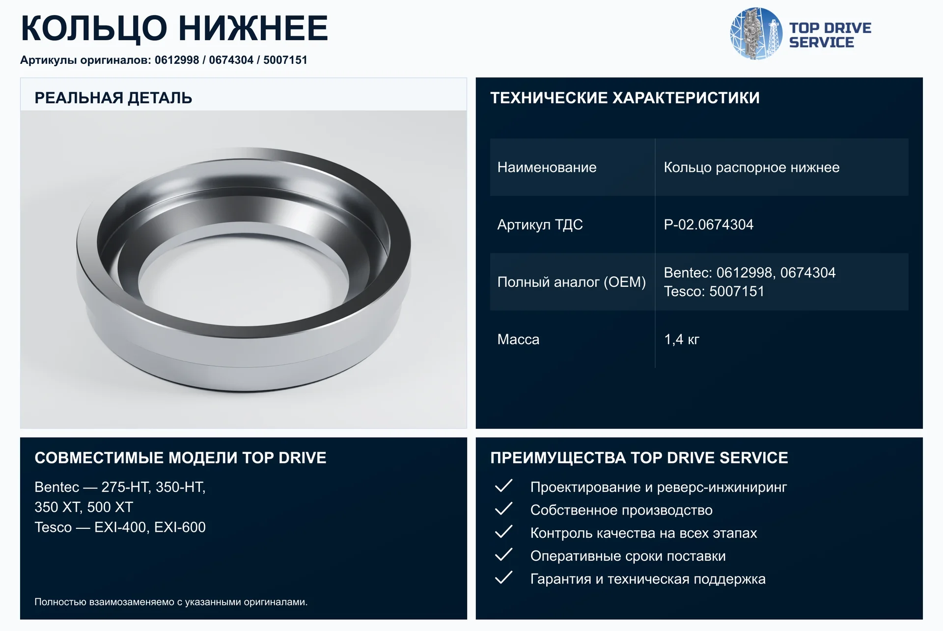 Кольцо распорное нижнее — OEM 0612998, 0674304, 5007151