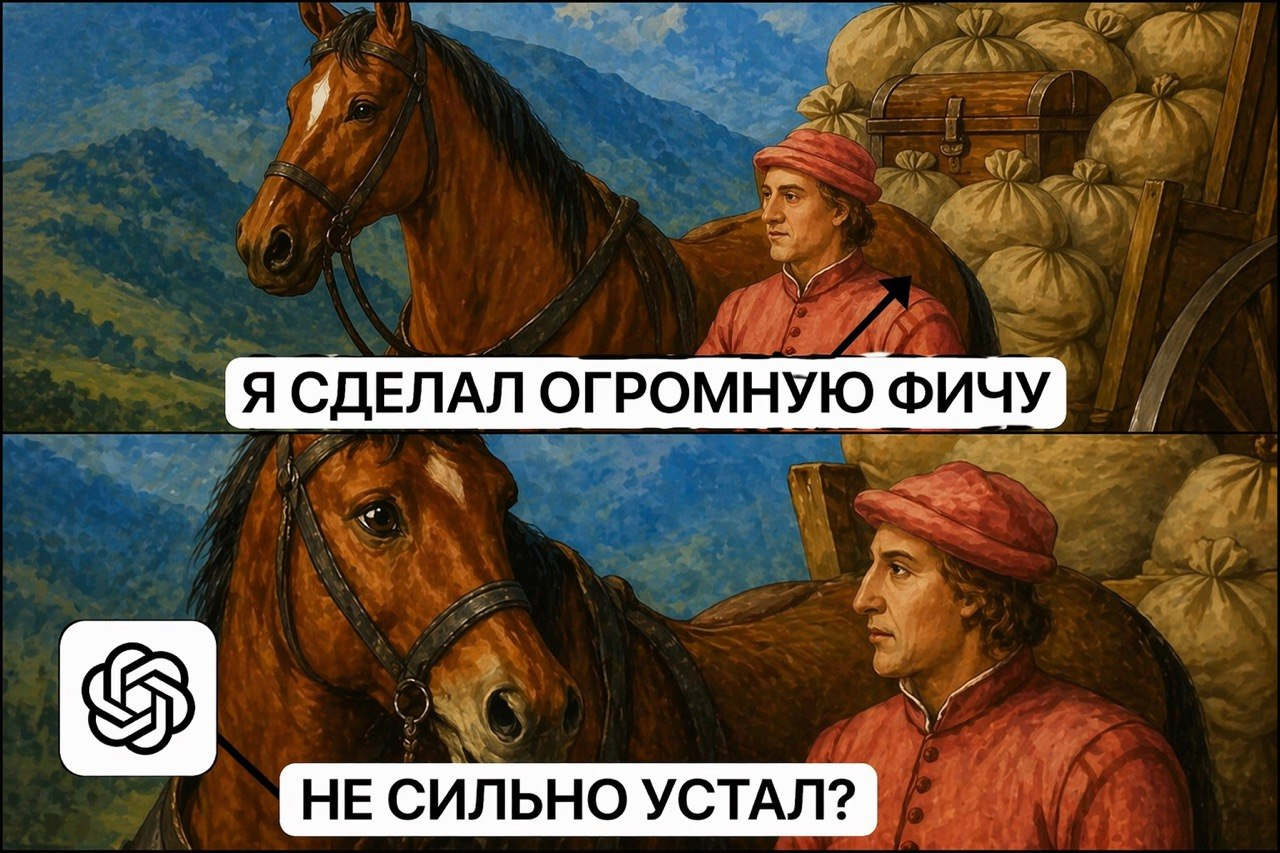 Мем про вайб-коддинг ИИ в бизнесе