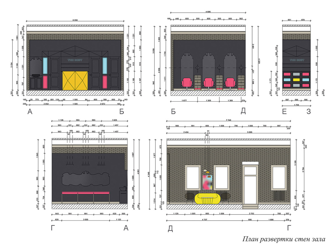 Размеры интерьера. Развертка стен салона красоты. Парикмахерская развертка стен. Интерьер салона планы и развертки проект. Развертка стены салон красоты проект.
