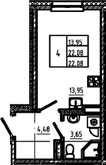 Планировка Студия 22.08 м², LIBERTY DOM, кв. 4