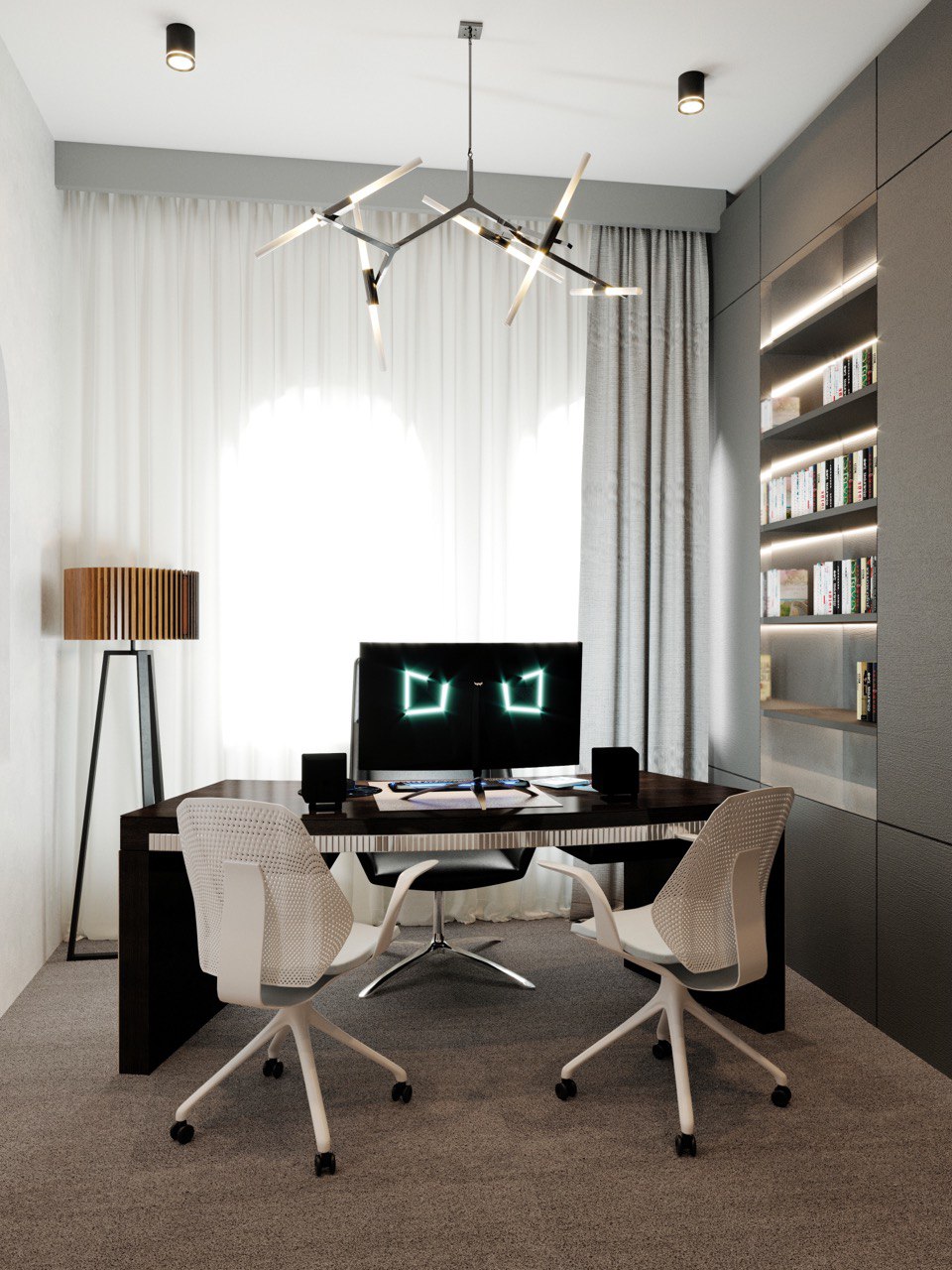 кабинет в офисе рабочий стол стул компьютер 