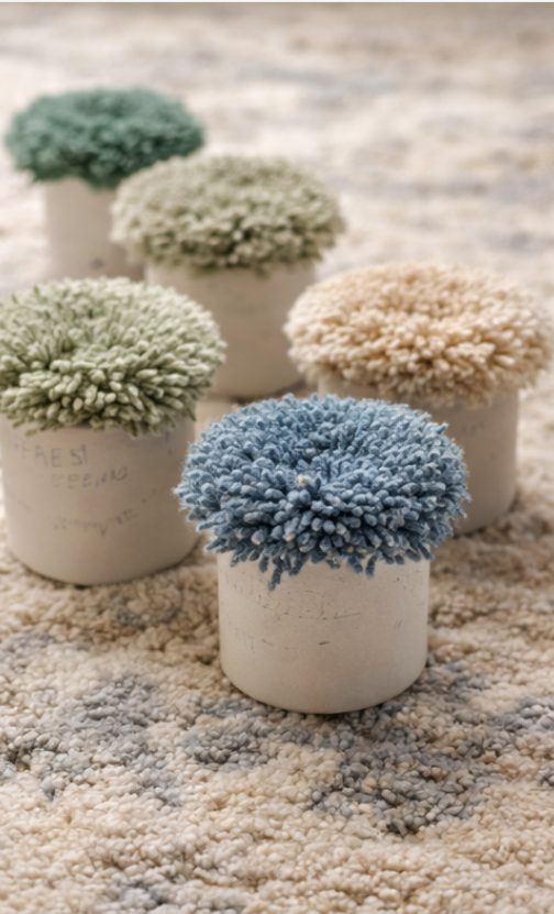 Custom dyed yarn pom samples