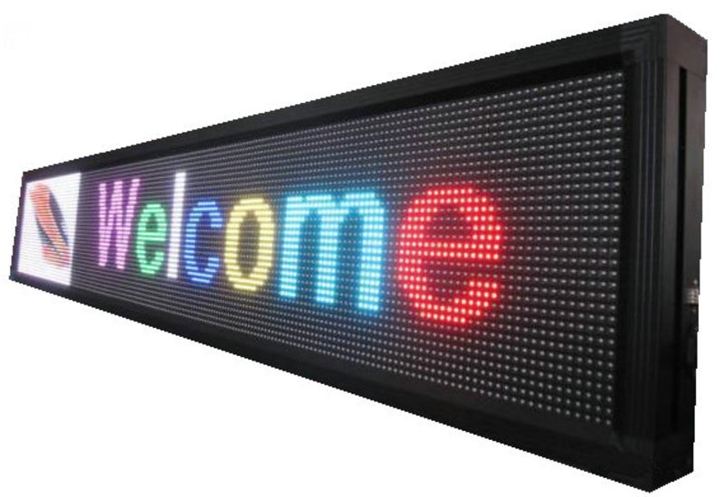 Многоцветная вывеска с бегущей строкой