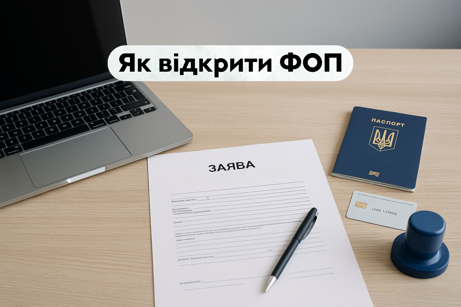 Як відкрити ФОП, бухгалтерія, послуги бухгалтера, стіл, ручка, заява, ноутбук