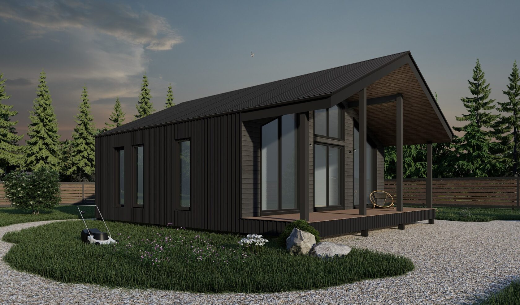 Проект одноэтажного дома ART HOUSE 75, 75,3 м²