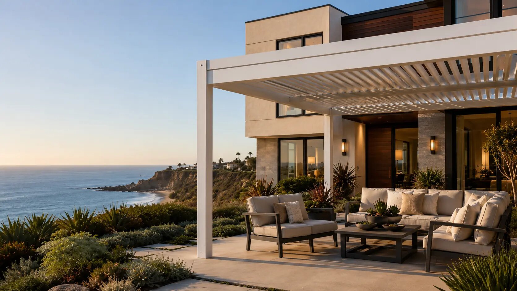 pergola in Dana Point coastal outdoor living area