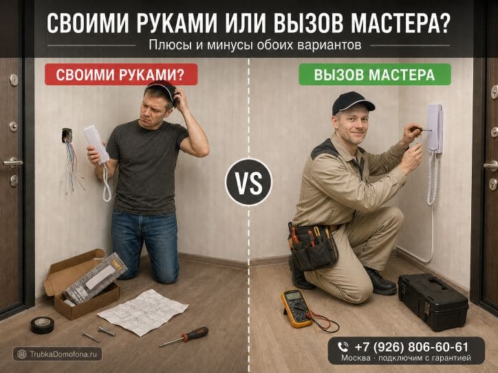 Подключение трубки домофона своими руками или вызов мастера: плюсы и минусы