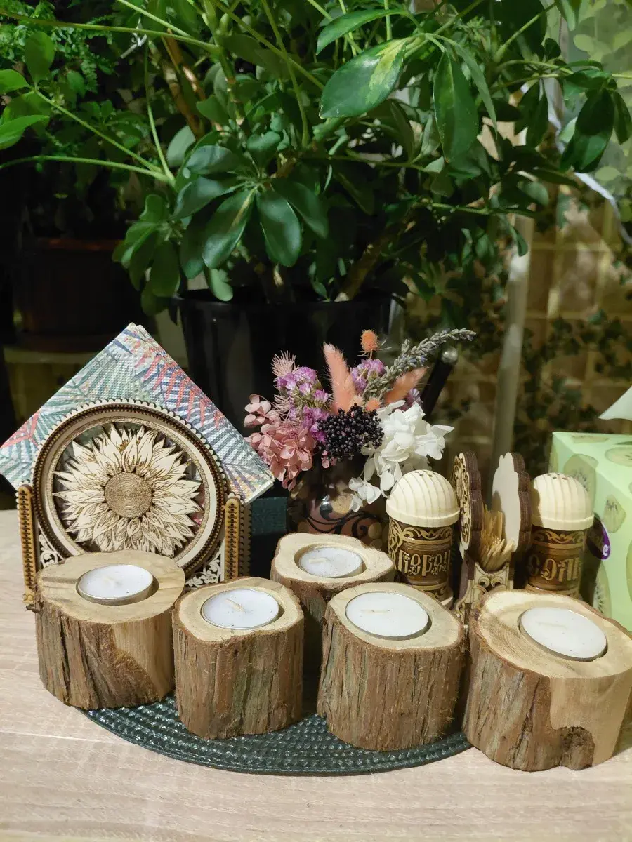 подсвечники ручной работы из можжевельника