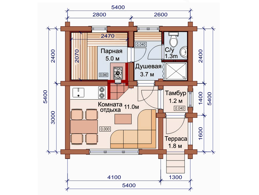 Планировка бань из бревна 6 6 Баня из бревна 5.4х5.4 - купить недорого в Московской области