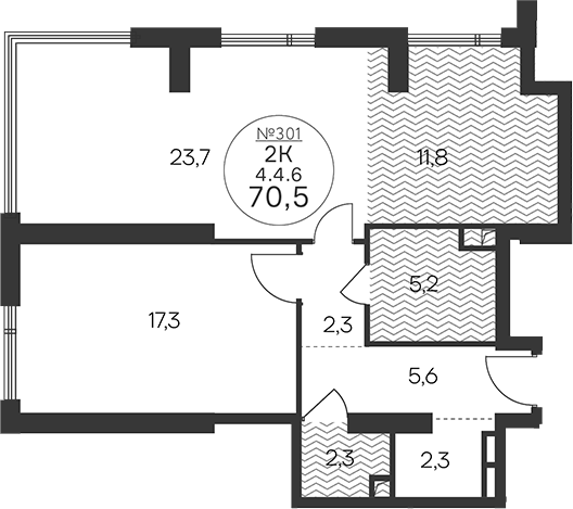 2-комн 66,1 м²