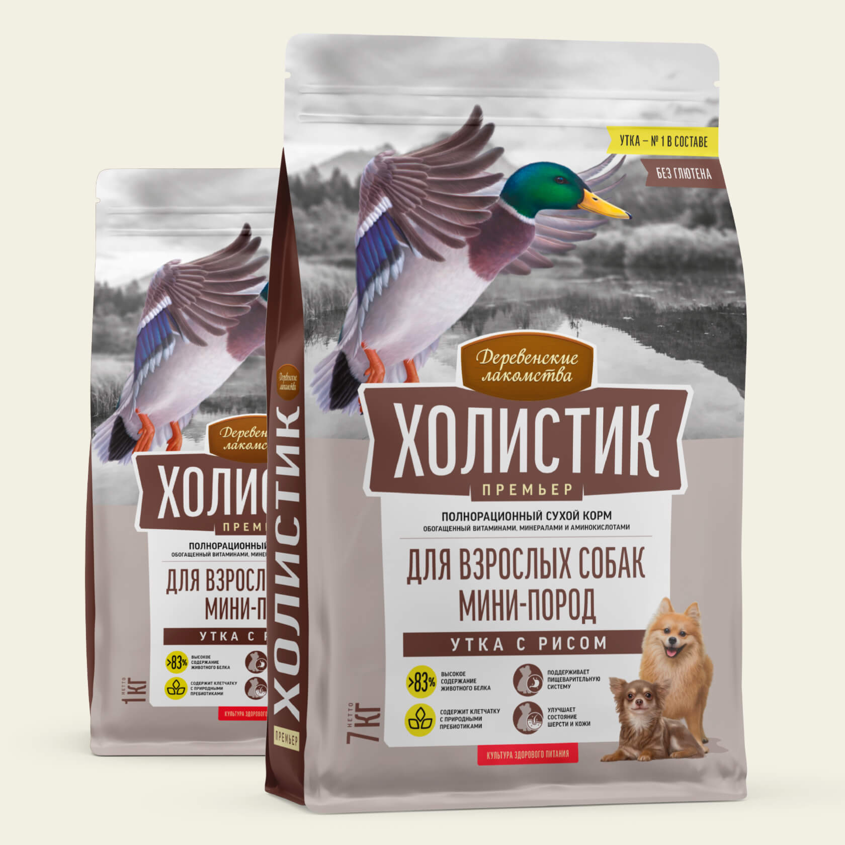 Сухой корм для собак мини-пород, утка с рисом