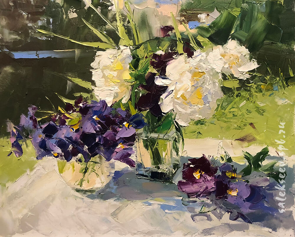 Still life with pansies. 2023. Oil on canvas. 40x50 cm