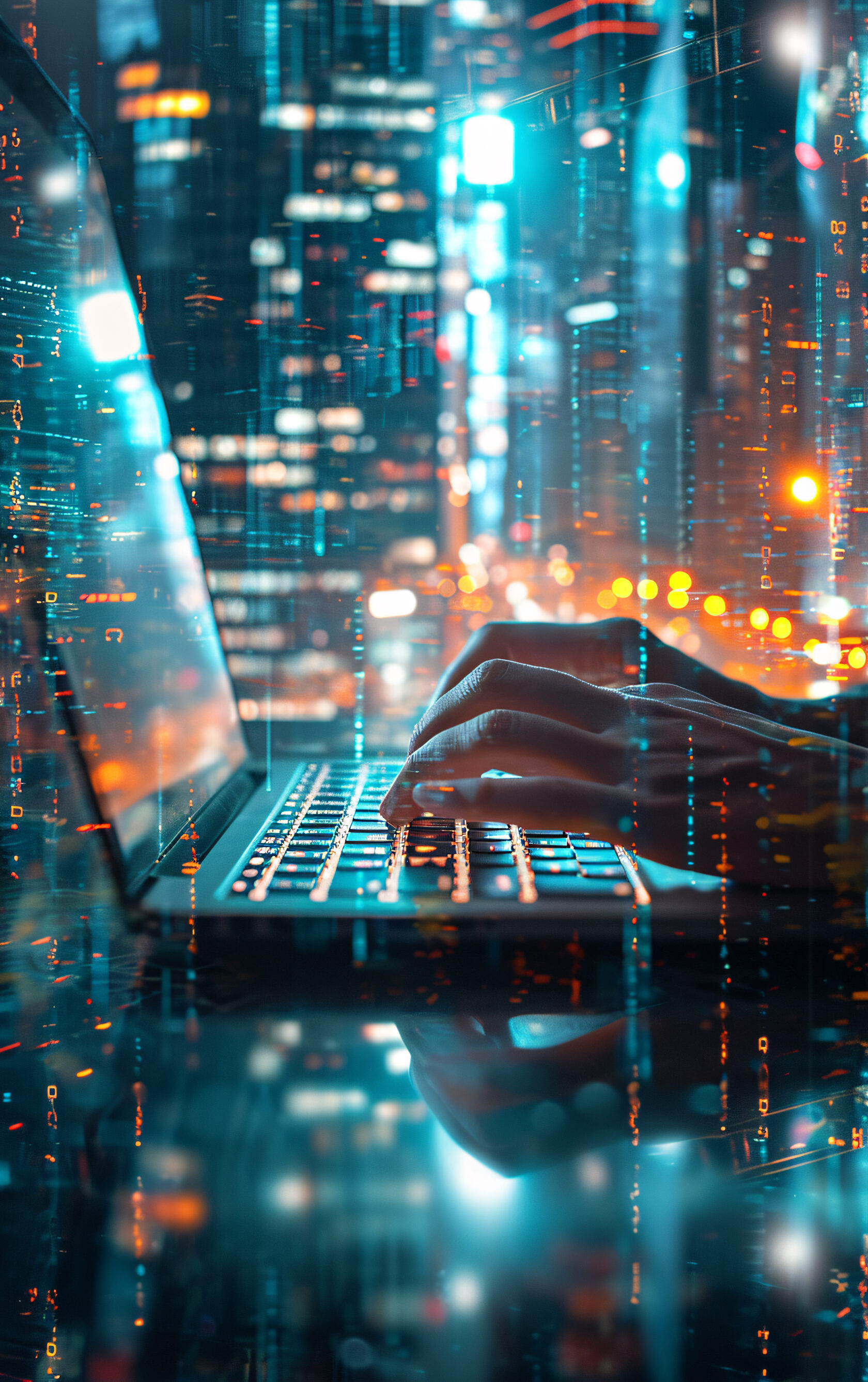 руки набирают на клавиатуре ноутбука