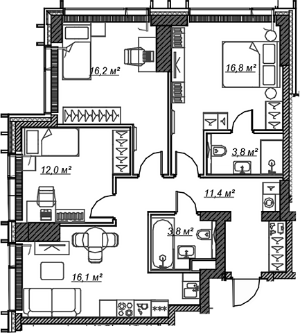 4-комн квартира