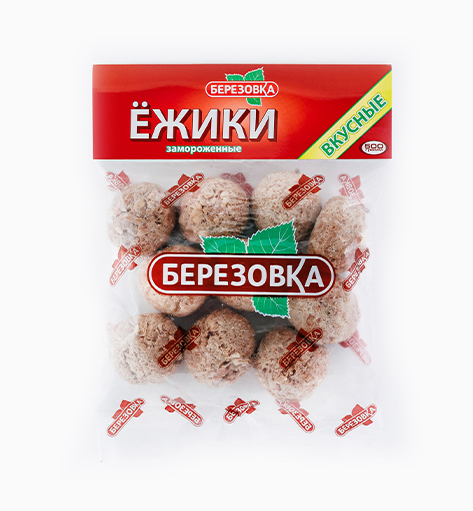 Ёжики «Вкусные» от производителя Мерилен — замороженные полуфабрикаты, мясные ёжики с рисом из говядины-свинины. Упаковка: 500 гр.