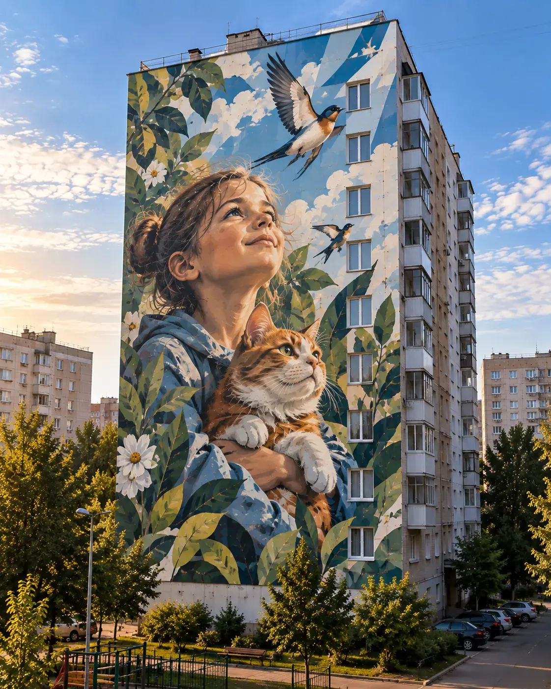 Роспись девятиэтажного дома
