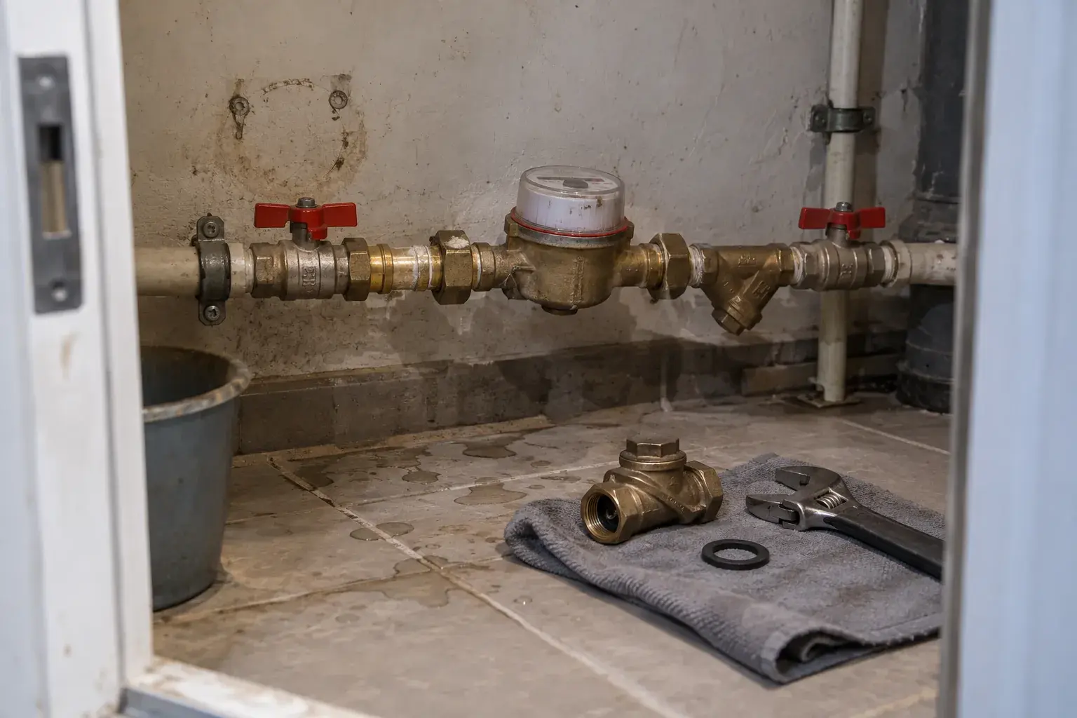 Замена обратного клапана водомерного узла столовой в Анапе