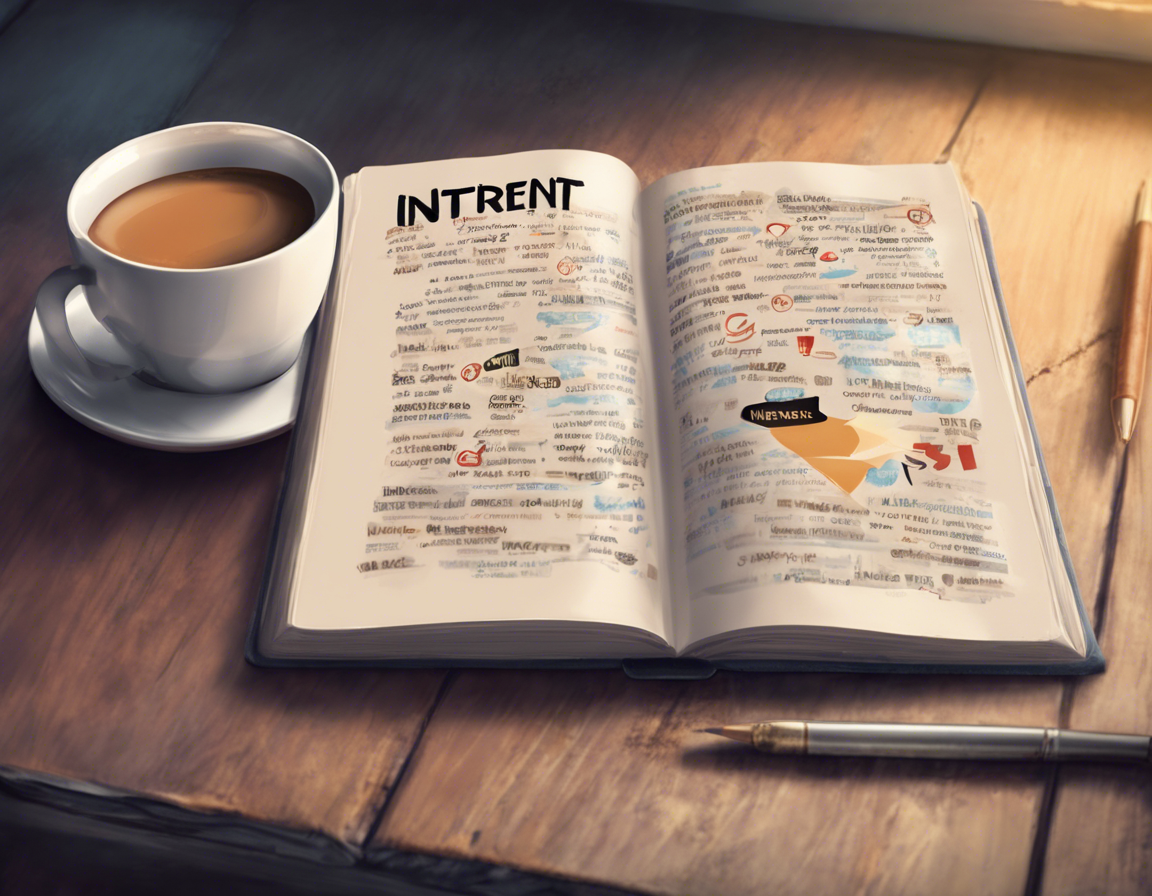 книга с надписью 'Интернет-маркетинг' лежит на столе рядом с чашкой кофе