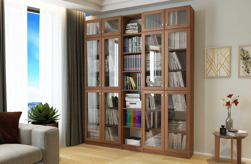 Купить книжный шкаф Билли 20 со стеклянными дверцами в Москве