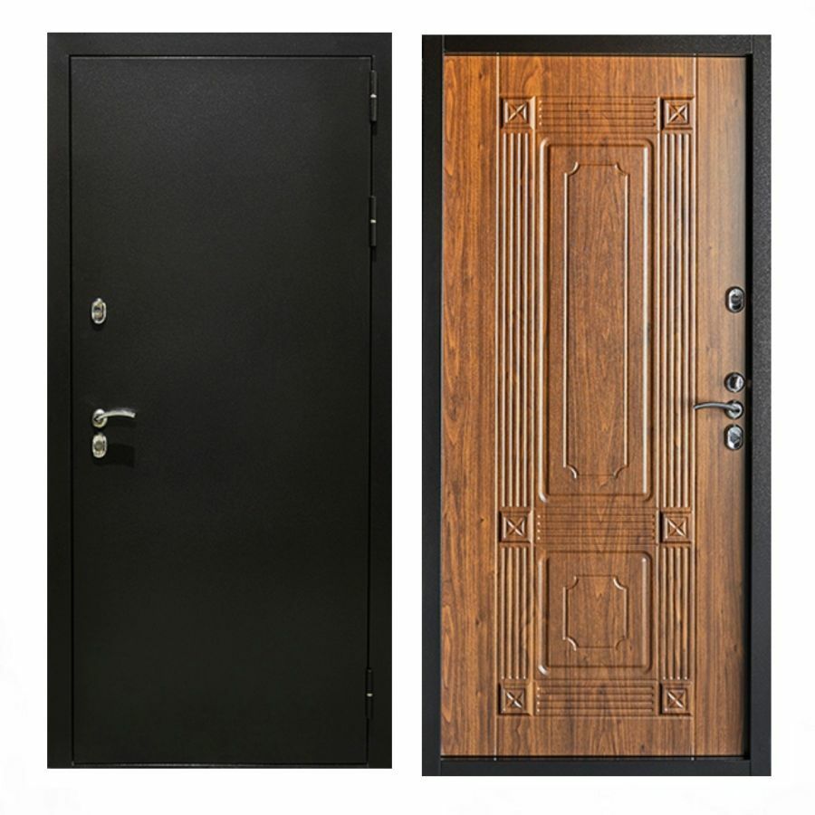 Металлическая дверь Тепло Медный антик / Орех