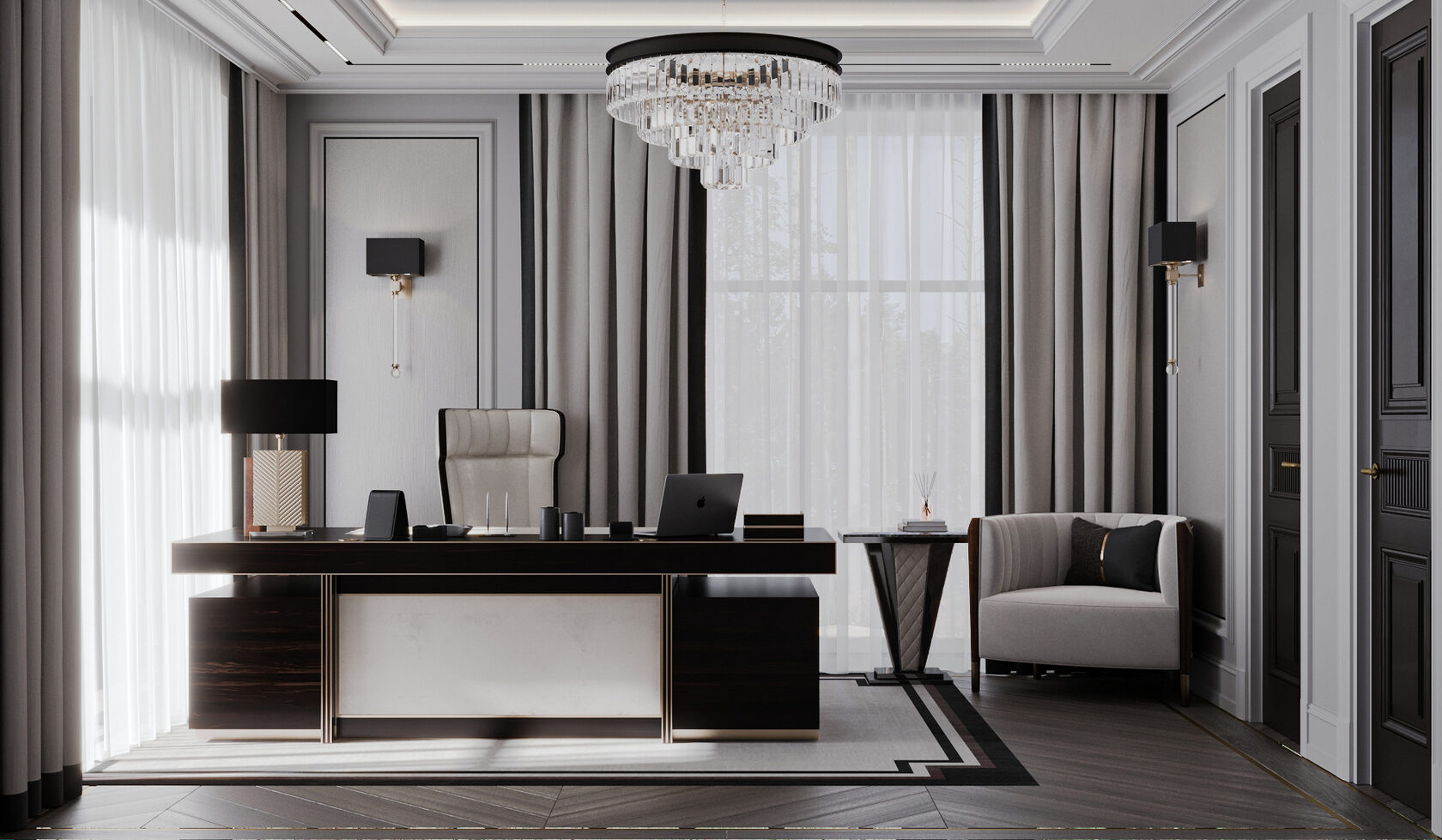 Дизайн интерьера кабинета в стиле ар-деко