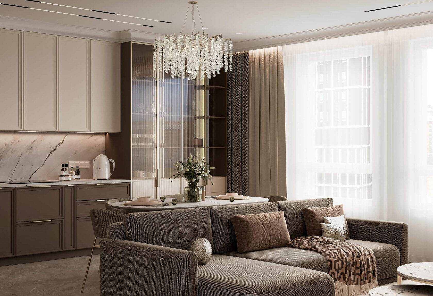 Квартира в ЖК «MyPriority Дубровка», 80 м², минимализм