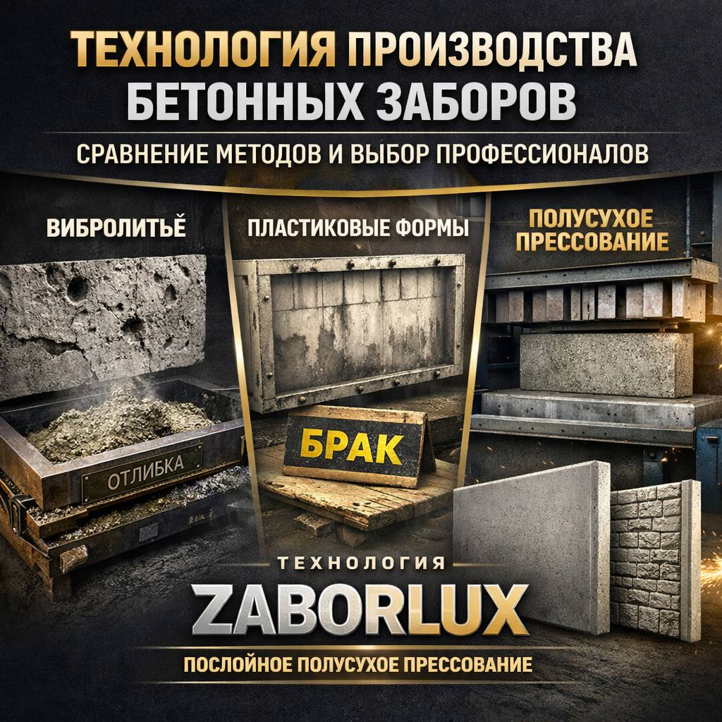 Технология производства бетонных заборов ZABOR LUX — сравнение методов