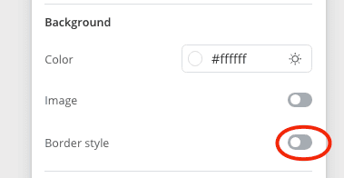 Swipe to turn on border settings for section