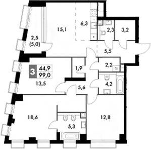 3-комн 99,0 м²