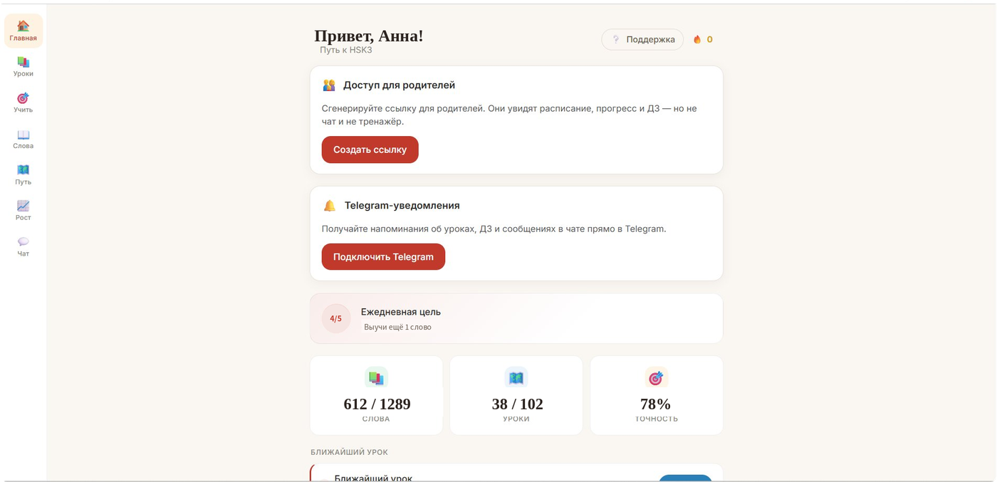 Дашборд ученика