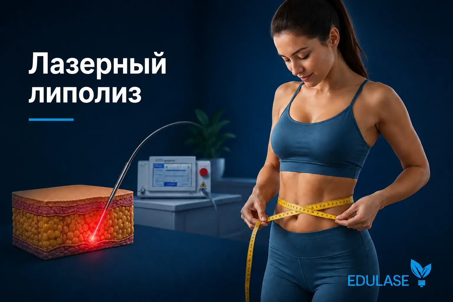 Лазерный липолиз – коррекция локальных жировых отложений диодным лазером 980 нм.