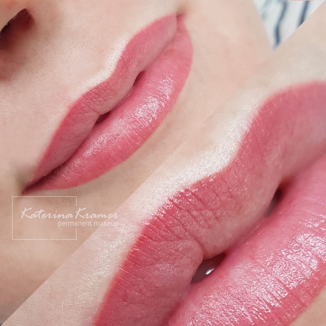 Перманентный макияж губ после процедуры фото - Студия татуажа Катерины Крамер в Санкт-Петербурге