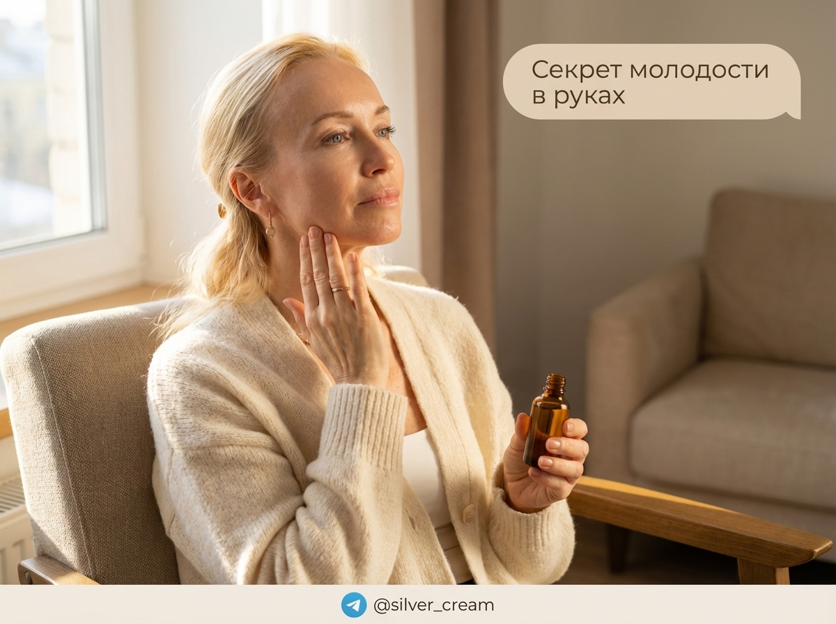 Красивая женщина ухаживает за кожей лица перед зеркалом