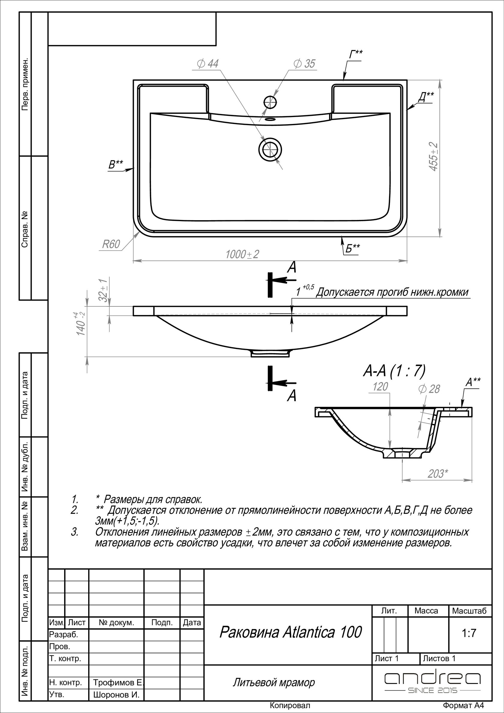 Раковина Style line Andrea Атлантика 80