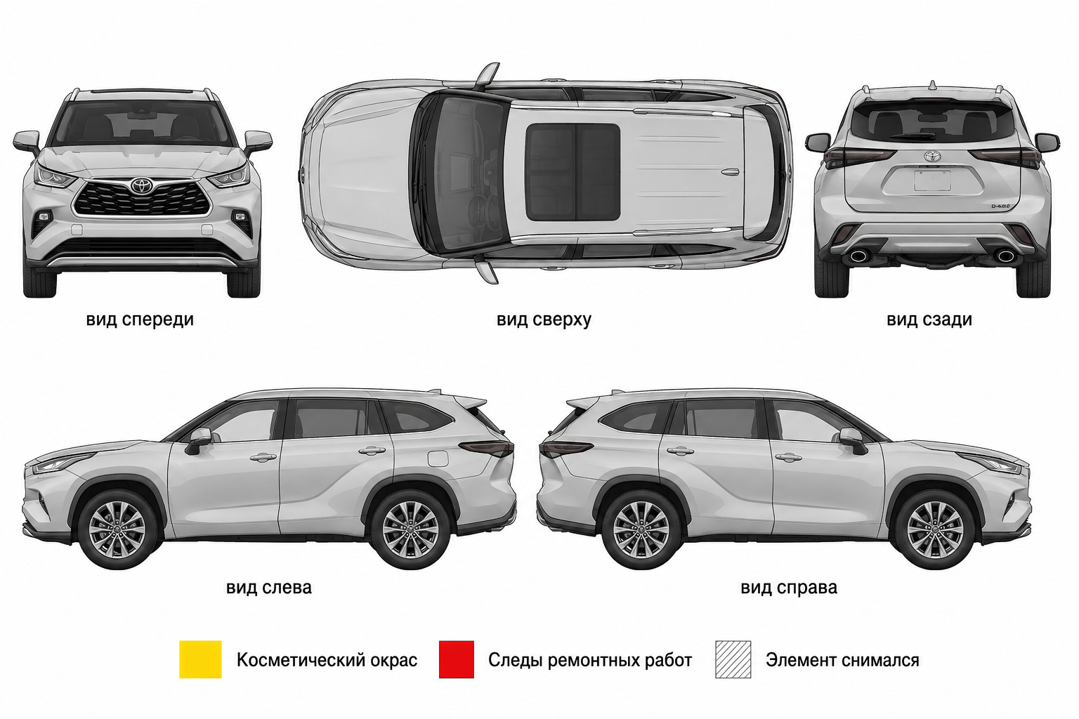 Карта ЛКП Toyota Highlander