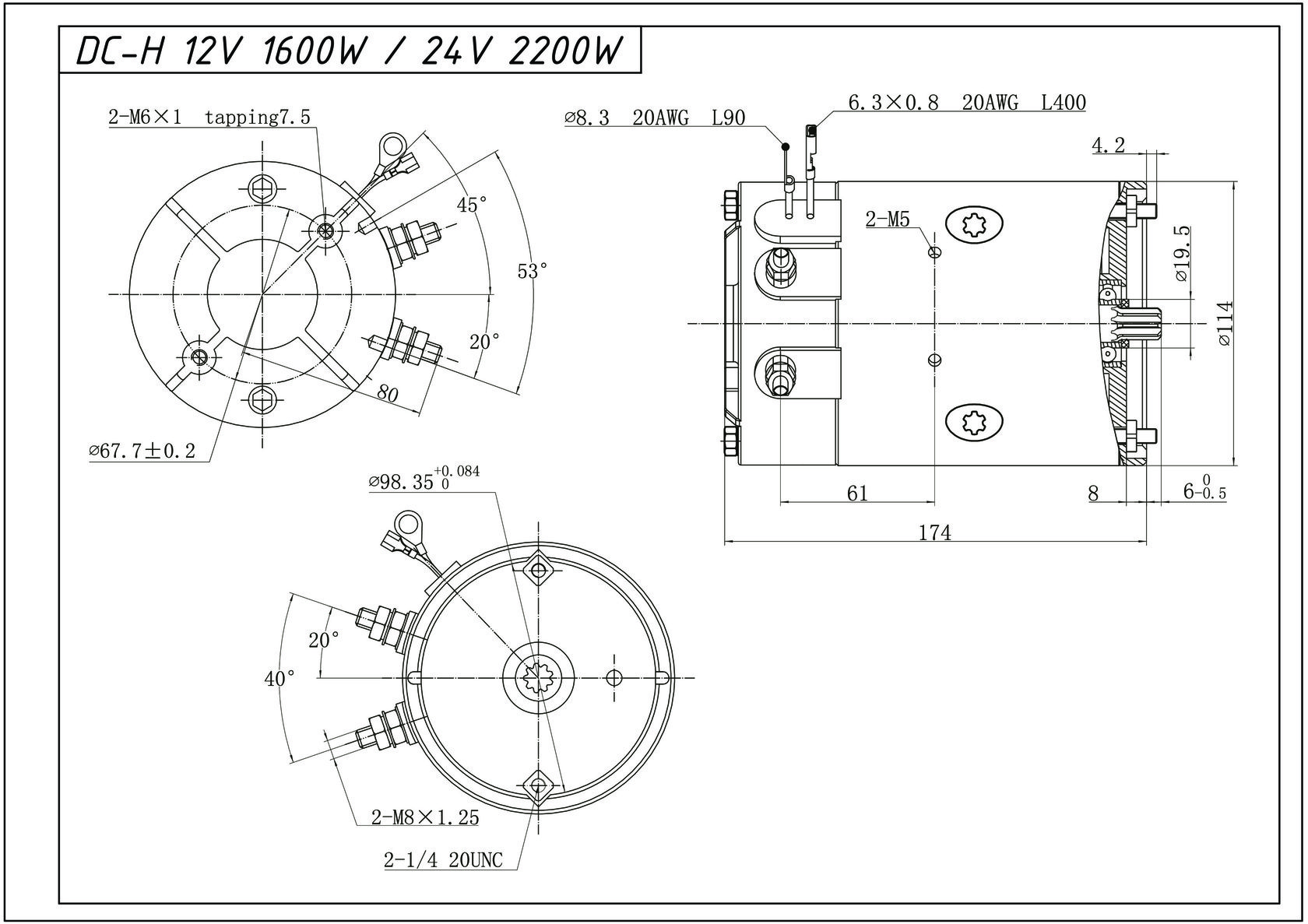 Чертеж электродвигателя DC-H