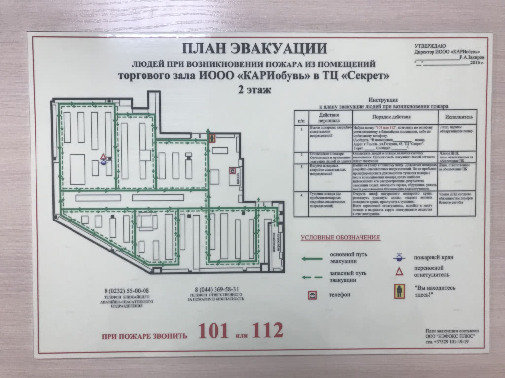 Инструкция к плану эвакуации