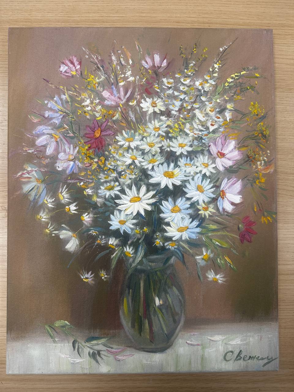 Букет полевых цветов. Живопись маслом
